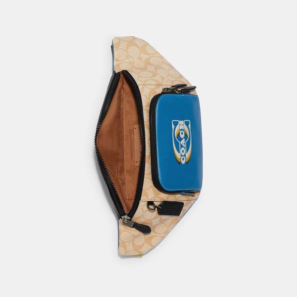 NWT Coach Outlet Track Belt Bag In Colorblock Signature Canvas With Coach Stamp - Picture 2 of 6